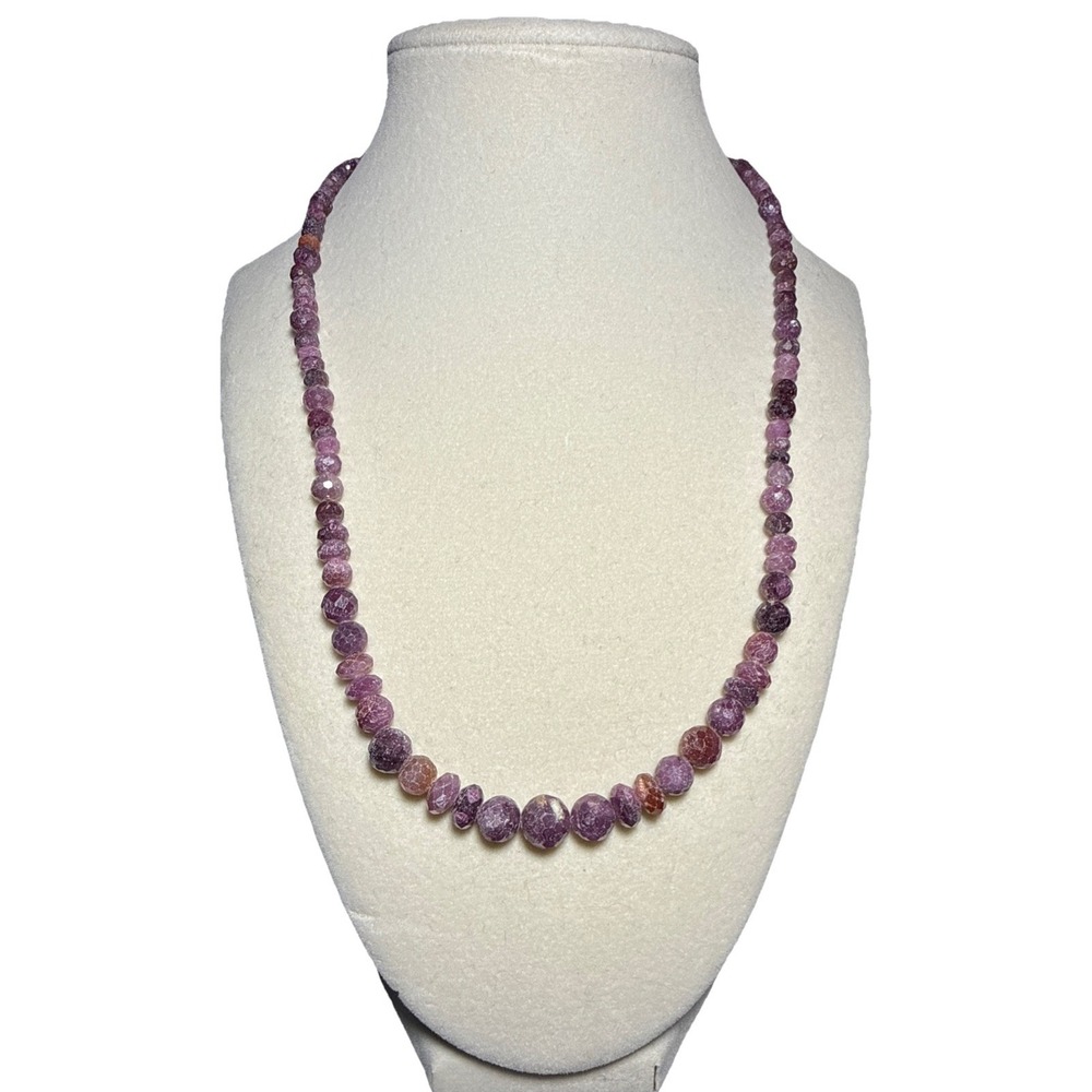 Jay King Raspberry multi Sapphire Sterling Silver Faceted Bead Necklace J14-6‎